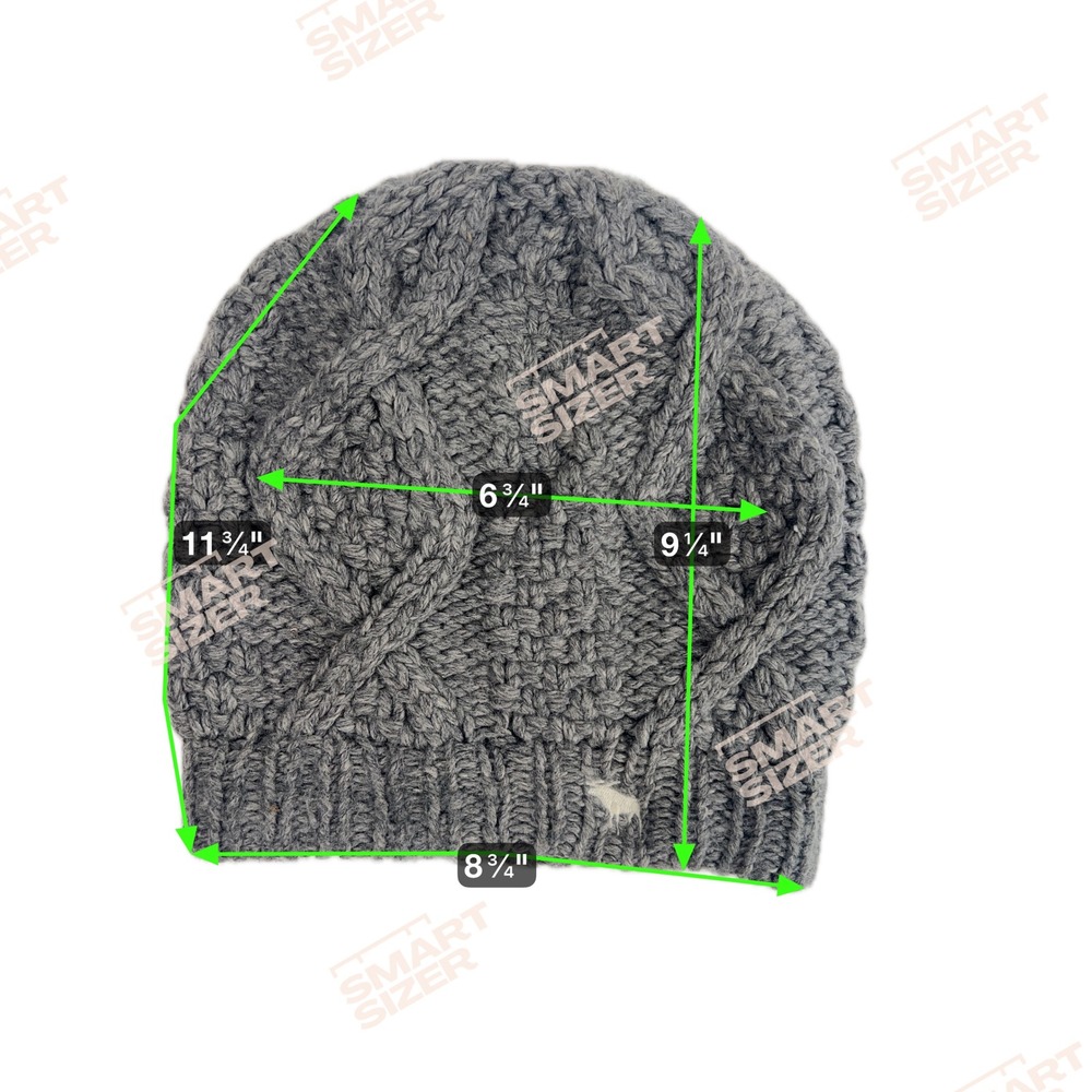 Abercrombie Fitch Y2K Fisherman Cable Knit Beanie Hat Gray One‎ Size Wool Winter - Picture 2 of 6